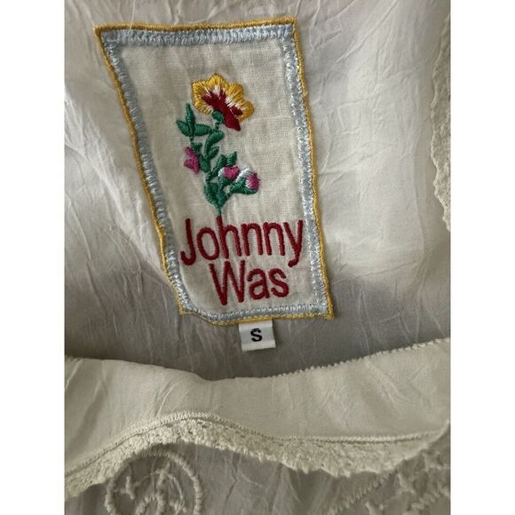 Johnny Was Off White Embroidered Lace Tunic Blouse Size S Fairy Whimsy - Picture 5 of 5